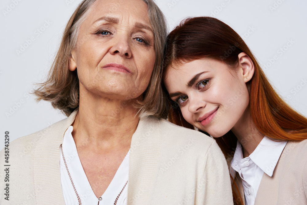 Mom and daughter hug communication family together Mom and daughter hug communication family together