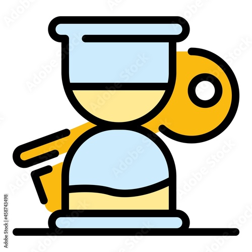 Quest hourglass key icon. Outline quest hourglass key vector icon color flat isolated