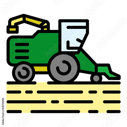 Harvester icon. Outline harvester vector icon color flat isolated