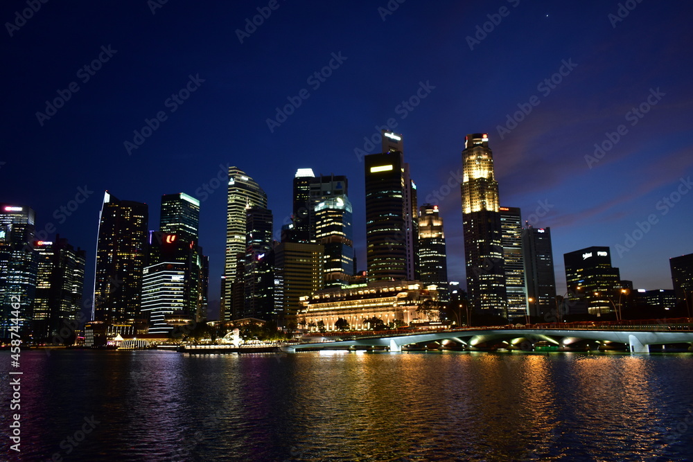 Urban Landscape Singapore, City Skyline, cityscape, night and evening, City by Night