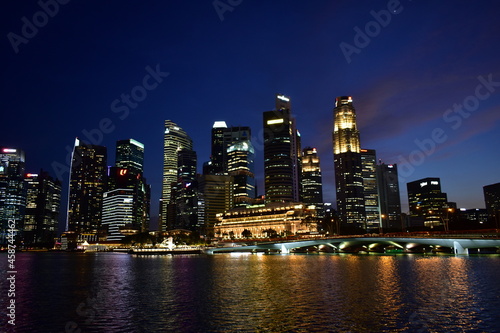 Urban Landscape Singapore, City Skyline, cityscape, night and evening, City by Night © teoyeekhai
