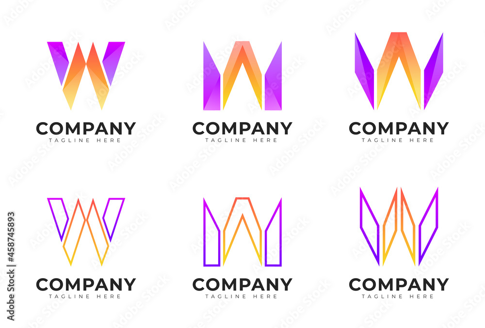 Modern gradient style initial letter w logo collection Modern gradient style initial letter w logo collection