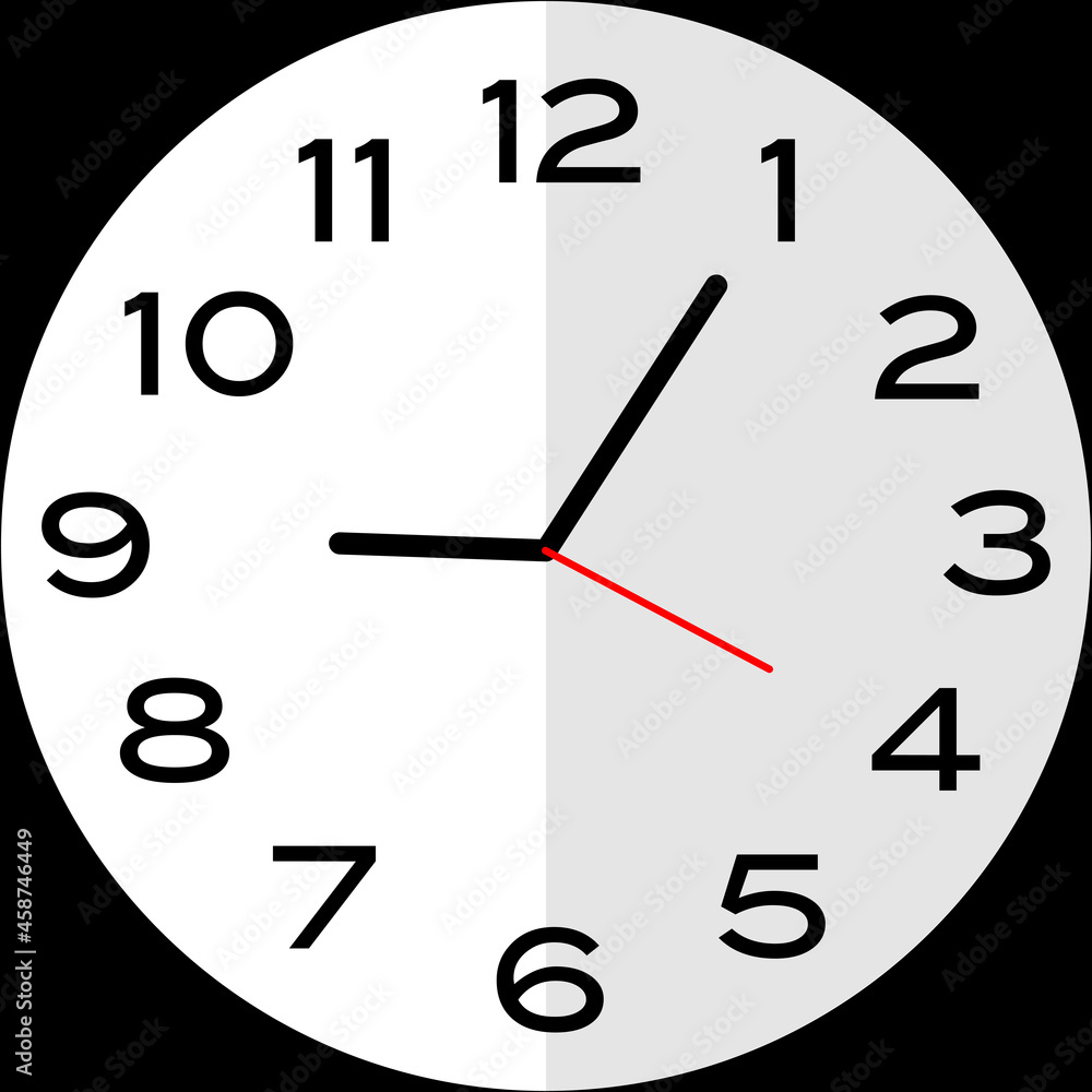 5 minutes past 9 o'clock analog clock icon 5 minutes past 9 o'clock analog clock icon