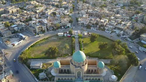 arial view of old  mosque in baghdad city in iraq photo