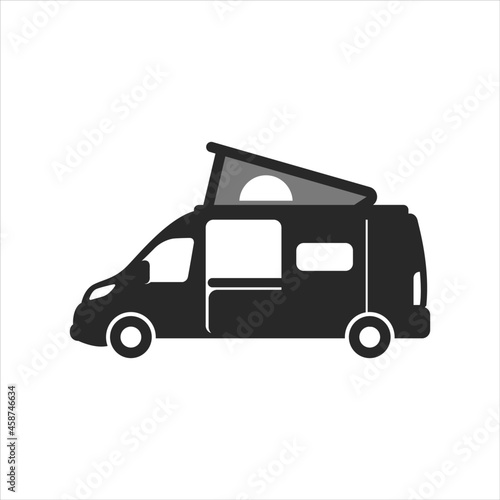 Camper van Camping flat vector illustration