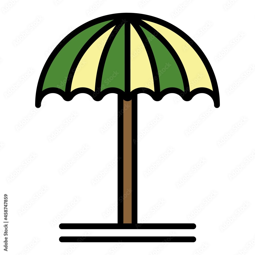 Beach umbrella icon. Outline beach umbrella vector icon color flat isolated Beach umbrella icon. Outline beach umbrella vector icon color flat isolated