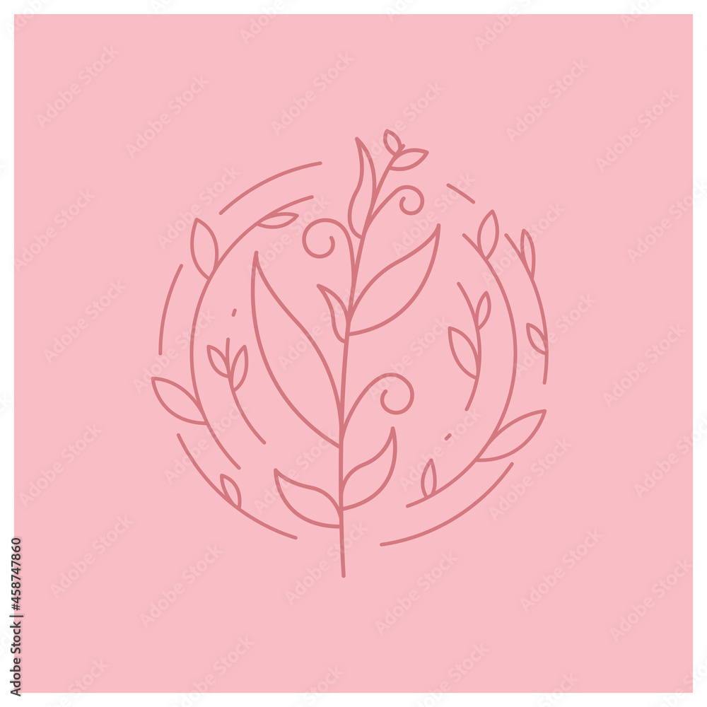 decorative flowers and leaves line illustration vector