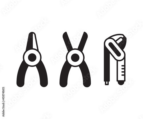 pliers tools icons set vector