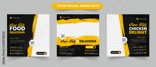 Cullinary food promotion menu in black and yellow suitable for social media post stories and web ads