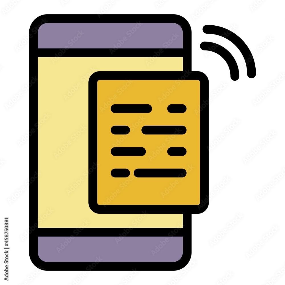 Voice message on smartphone icon. Outline voice message on smartphone vector icon color flat isolated Voice message on smartphone icon. Outline voice message on smartphone vector icon color flat isolated