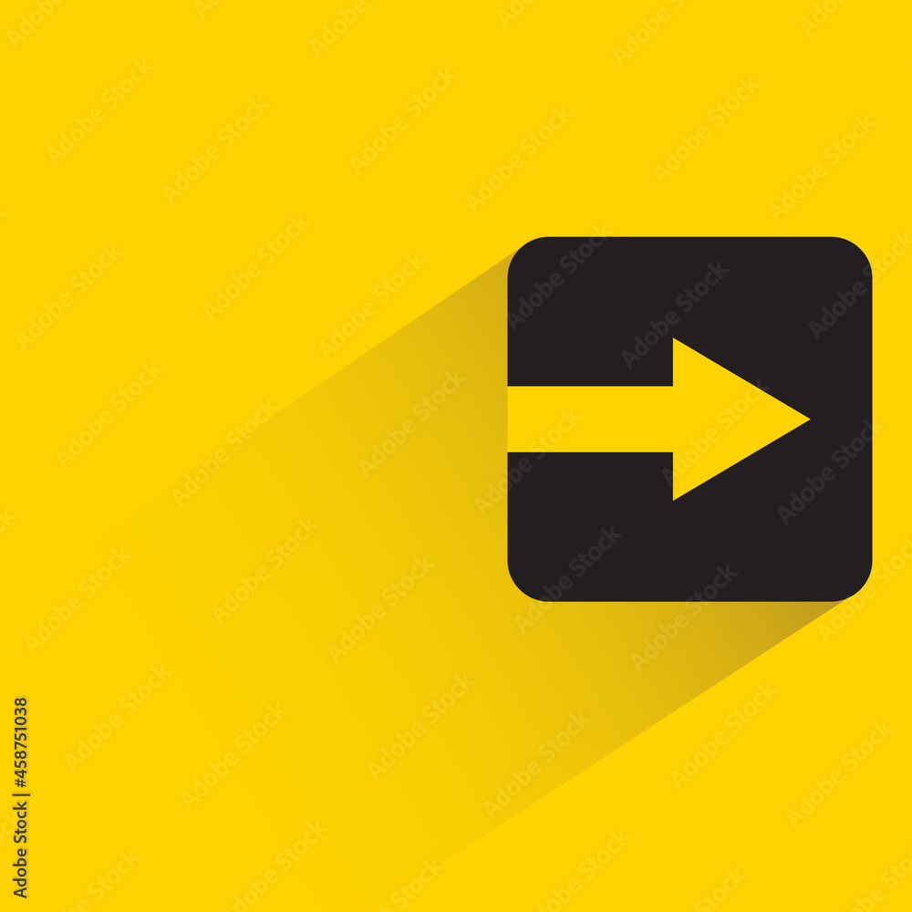 arrow symbol with shadow on yellow background arrow symbol with shadow on yellow background
