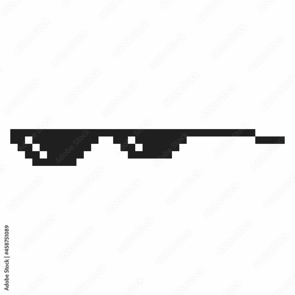 Pixel glasses in art style 8-bit. Internet meme. Thug life. Template design for photos, pictures, caricature. Vector illustration Pixel glasses in art style 8-bit. Internet meme. Thug life. Template design for photos, pictures, caricature. Vector illustration