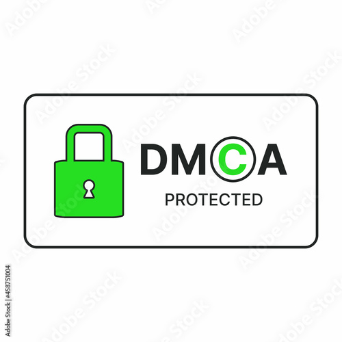 DMCA protected sign. Digital Millennium Copyright Act acronym. Copyright protection. Intellectual property concept. Vector illustration photo