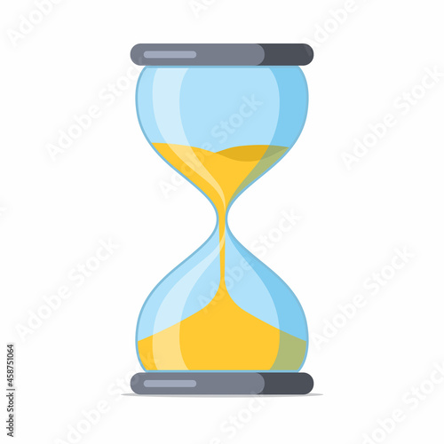 Hourglass. Sandglass cartoon icon. Vintage hourglass process timer sand. Antique sand clock. Template design for app ui, score display, game element. Vector illustration