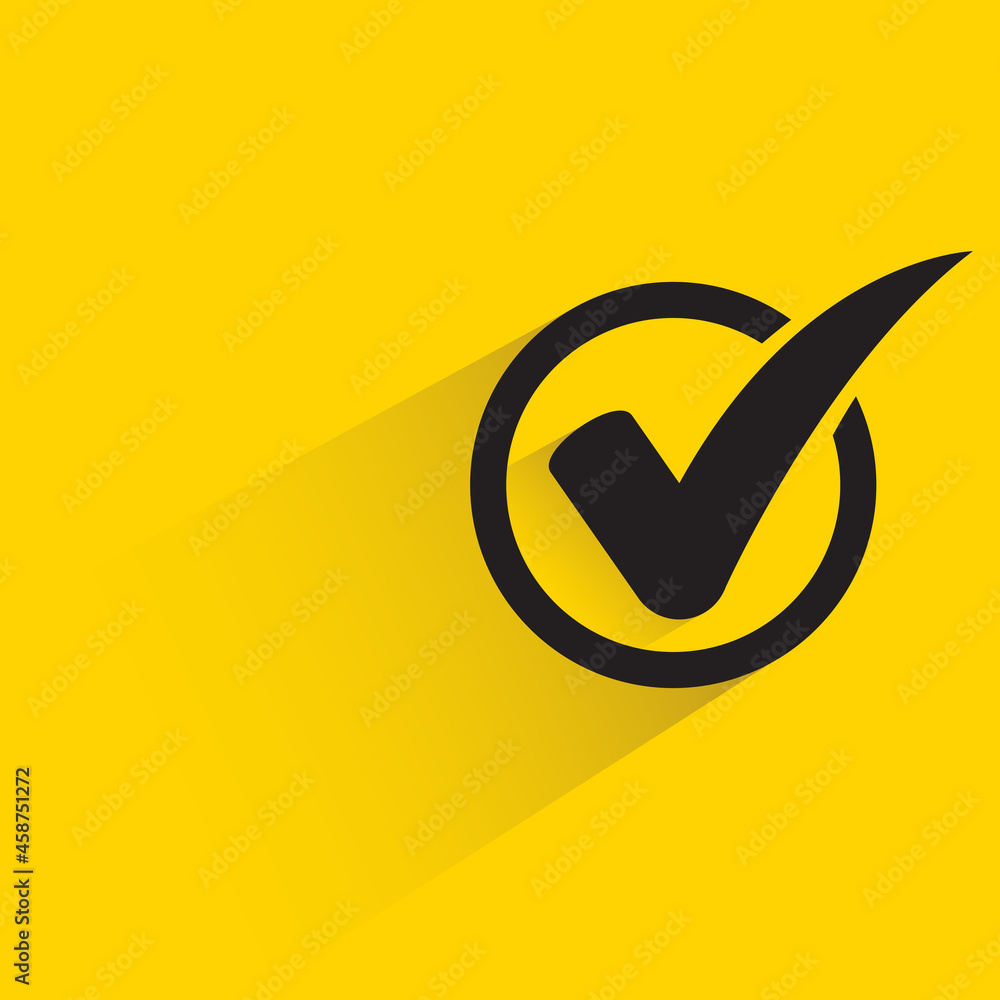 check mark with shadow on yellow background check mark with shadow on yellow background