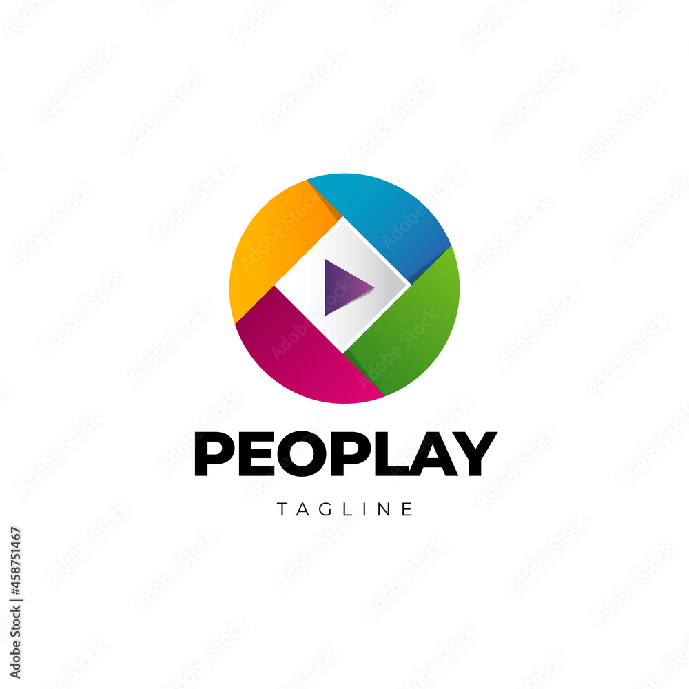 Colorful Play Media Button Logo Icon Design Template Colorful Play Media Button Logo Icon Design Template