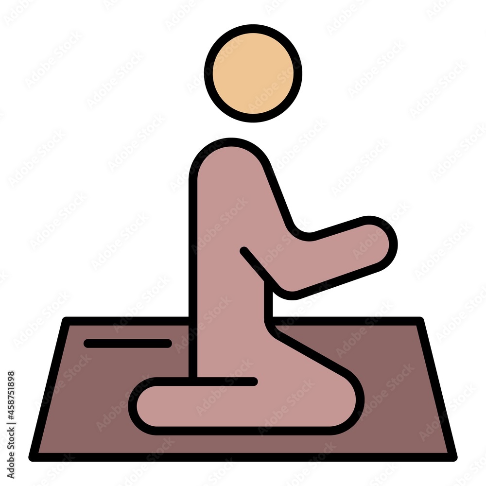 Muslim during prayer icon. Outline muslim during prayer vector icon color flat isolated Muslim during prayer icon. Outline muslim during prayer vector icon color flat isolated