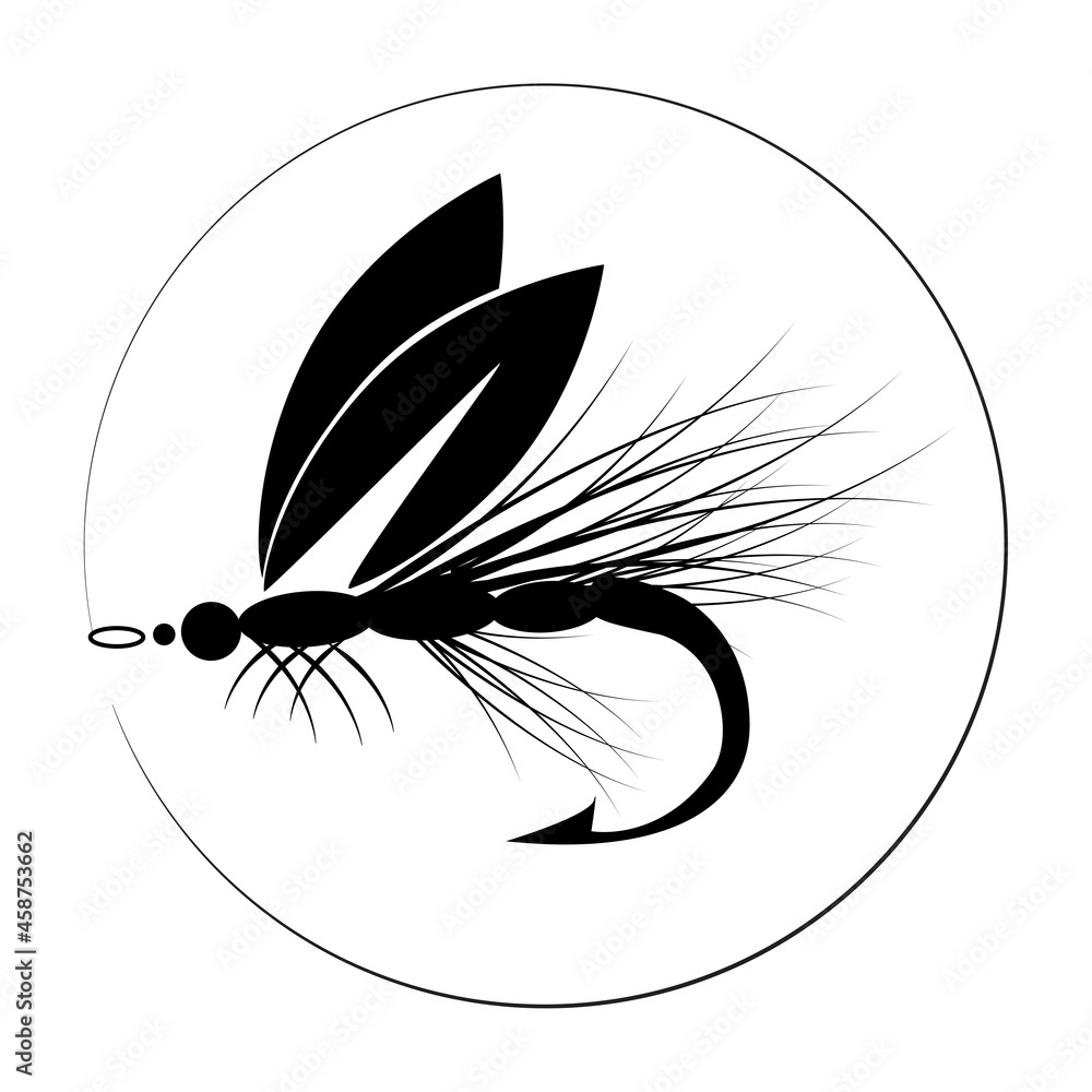 isolated dry fly - fly fishing lure. graphic fly fishing. clip art