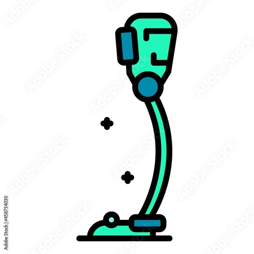 Sports leg prosthesis icon. Outline sports leg prosthesis vector icon color flat isolated