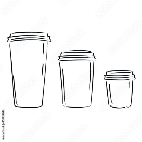 Coffee To Go Becher, Mock-up, Vektor, Kontur