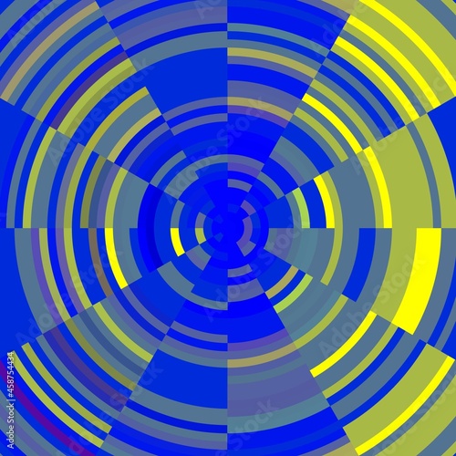 Yellow blue circular design abstract background with circles