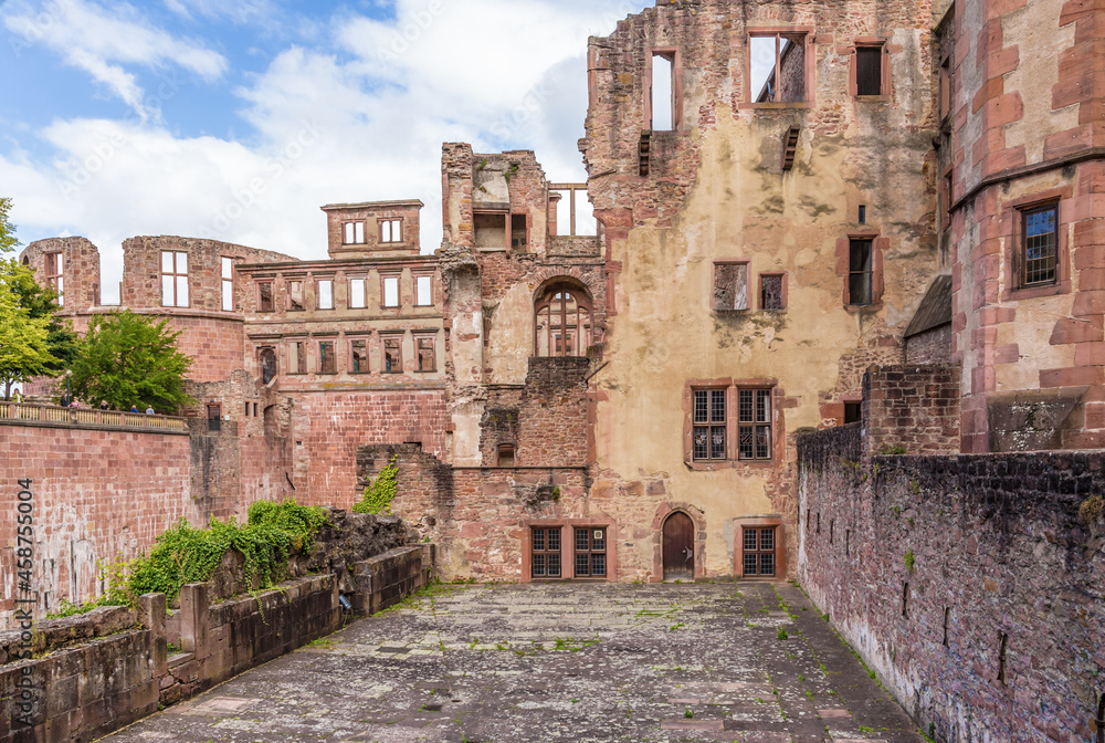 Heidelberg, Germany. Ruins of medieval residential and fortifications of the castle 