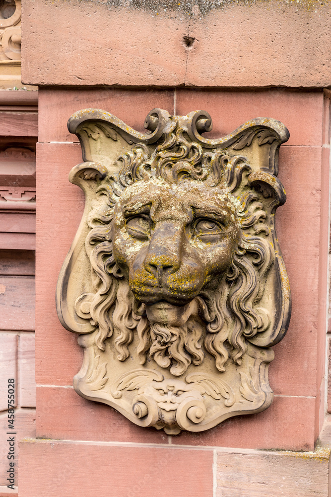 Heidelberg, Germany. Heidelberg Castle: a fragment of the decoration of the facade of a medieval palace (Friedrichsbau)