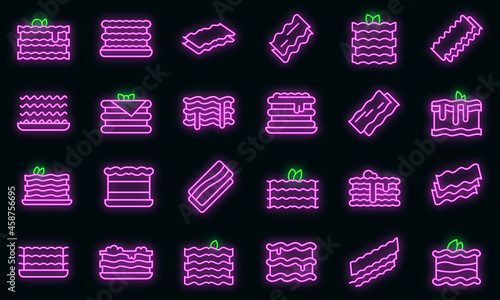 Lasagna icons set outline vector. Cannelloni italy cuisine. Lasagna dish culinary