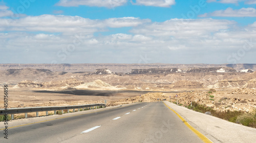Highway through the Negev Desert in Southern Israel 