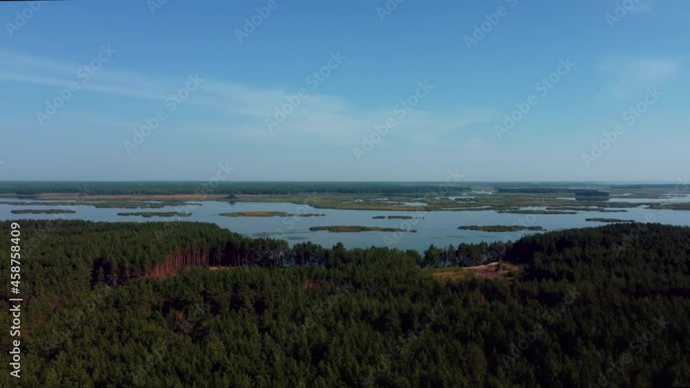 Aerial View of Place for hunting and fishing on the river. Dnipro river. Aerial View of Place for hunting and fishing on the river. Dnipro river.