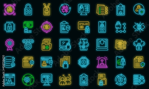 Privacy Policy icons set outline vector. Gdpr safety standard. Europe data secure