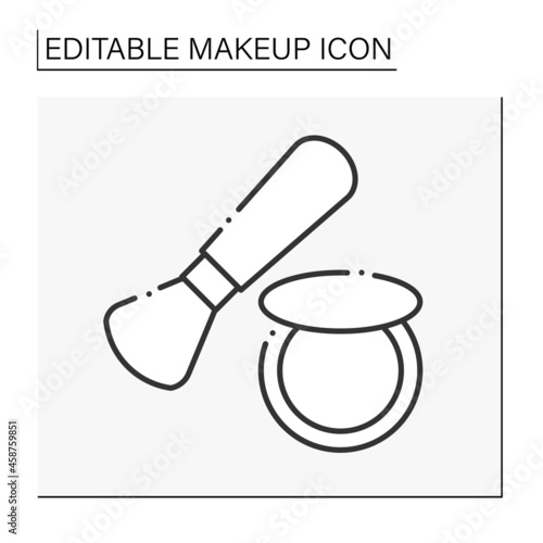  Blush line icon. Cosmetic product for making pink cheeks. Brush. Cosmetology. Beauty salon. Makeup concept. Isolated vector illustration. Editable stroke