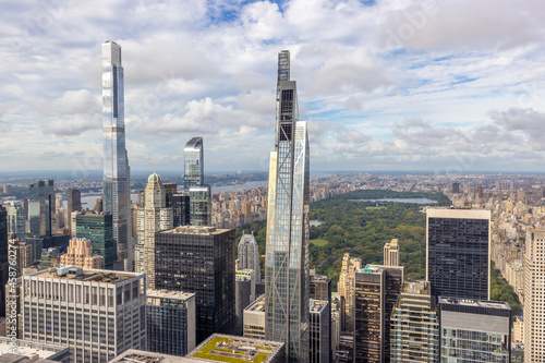 New York City Manhattan midtown high rise condominium buildings looking north in September 2021