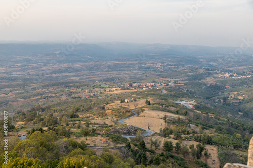 Panoramic view from the top of the castle in the historic village of Folgosinho, Portugal