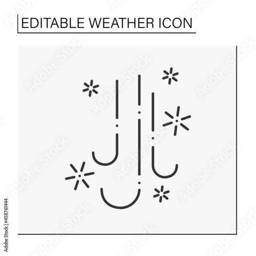 Scattered snow icon. Blizzard in winter. Snowy weather. Falling snowflakes. Forecast. Meteorology. Weather concept. Isolated vector illustration. Editable stroke
