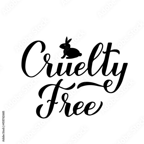 Cruelty Free calligraphy hand lettering. Not tested on animals sign. Vector template for logo design, cosmetics product package, label, typography poster, sticker, etc