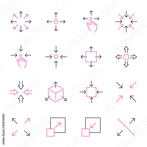 Scaling icons set. Scaling pack symbol vector elements for infographic web