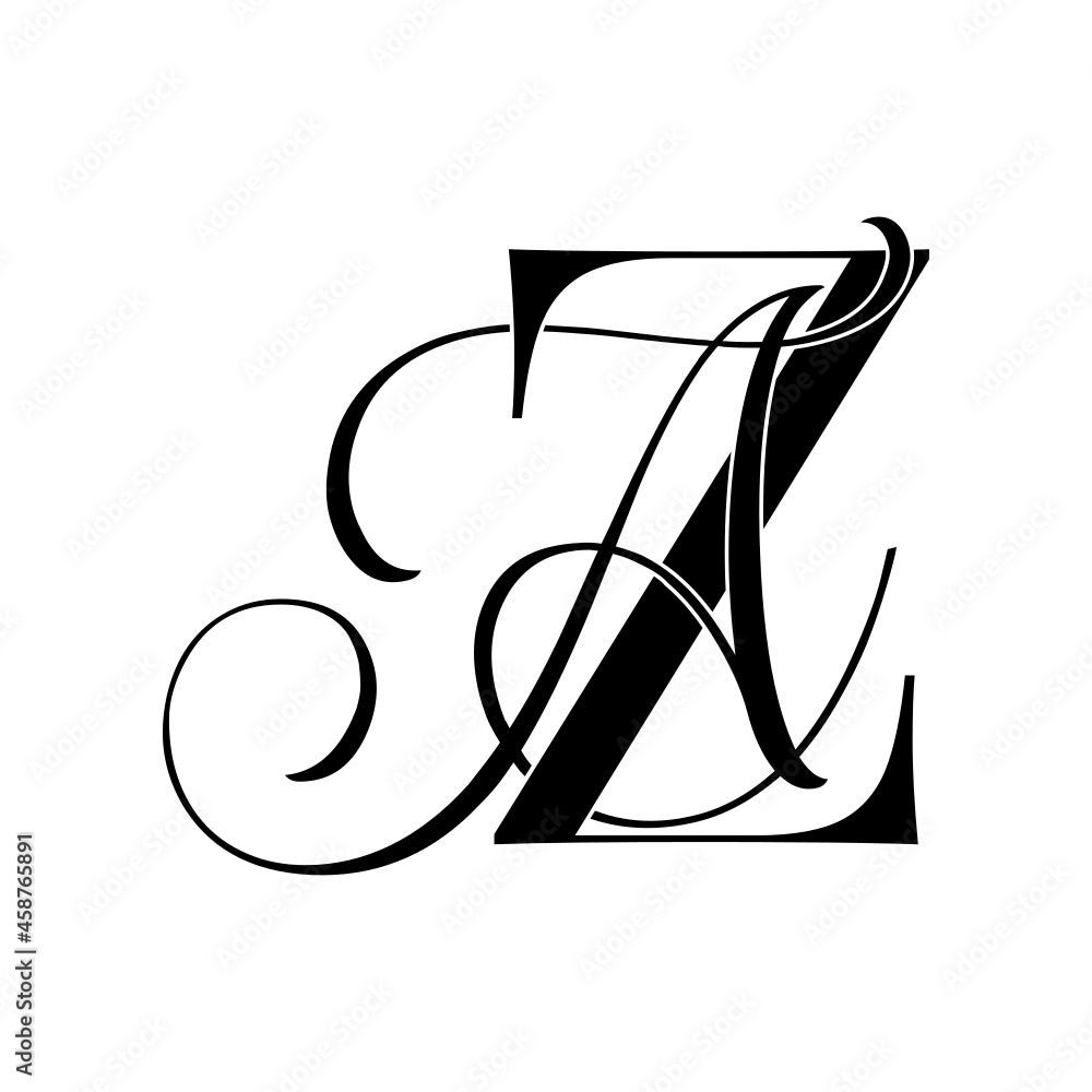 za, az, monogram logo. Calligraphic signature icon. Wedding Logo Monogram. modern monogram symbol. Couples logo for wedding za, az, monogram logo. Calligraphic signature icon. Wedding Logo Monogram. modern monogram symbol. Couples logo for wedding