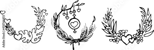 A wreath. A hand-drawn drawing. A shadow.
