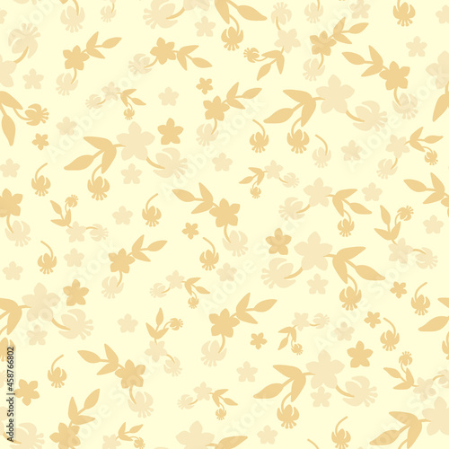 Seamless floral pattern in vector. Small flower on a beige background, wallpaper, fabric 