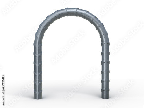 3D illustration of curved reinforcements steel TMT bar close up. Isolated 3d render