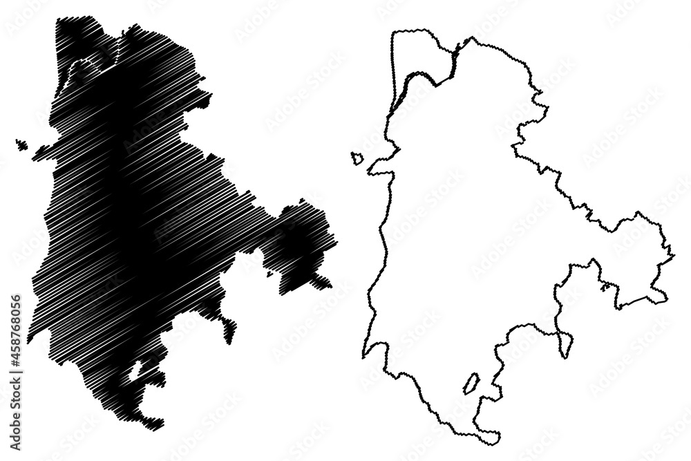 Dantewada district (Chhattisgarh State, Bastar division, Republic of India) map vector illustration, scribble sketch Dantewara, Dakshin Bastar or South Bastar map