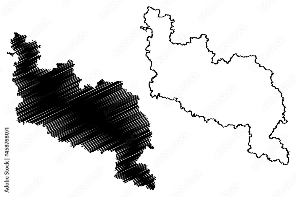 Darbhanga district (Bihar State, division, Republic of India) map vector illustration, scribble sketch Darbhanga map