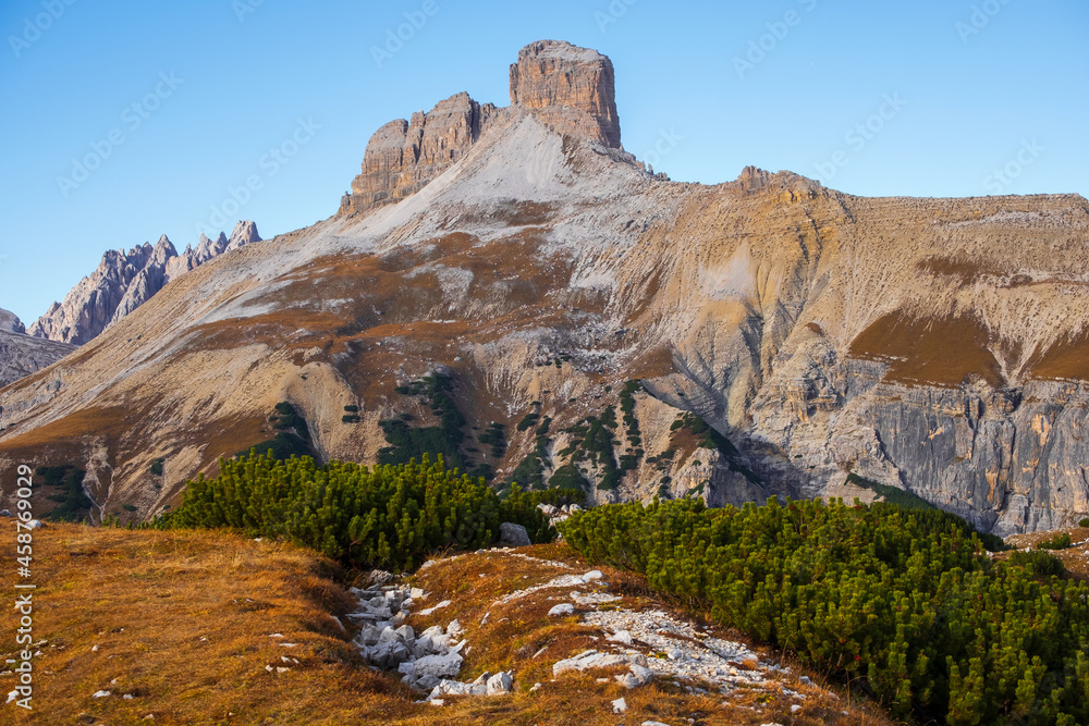 Special mountain peaks near Mount Tre Cime di Lavaredo (Drei Zinnen), Sexteni Valley, Trentino-Alto Adige