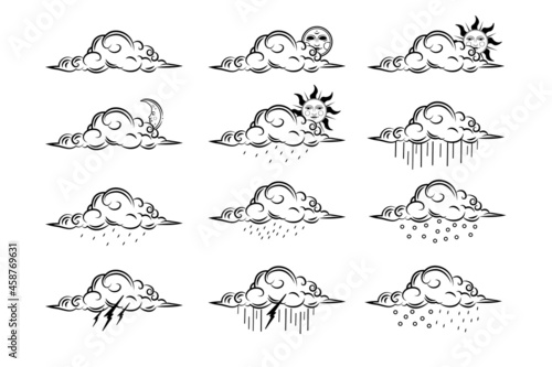 Vector set of the vintage weather icons