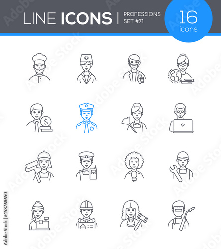 Professions - modern line design style icon set