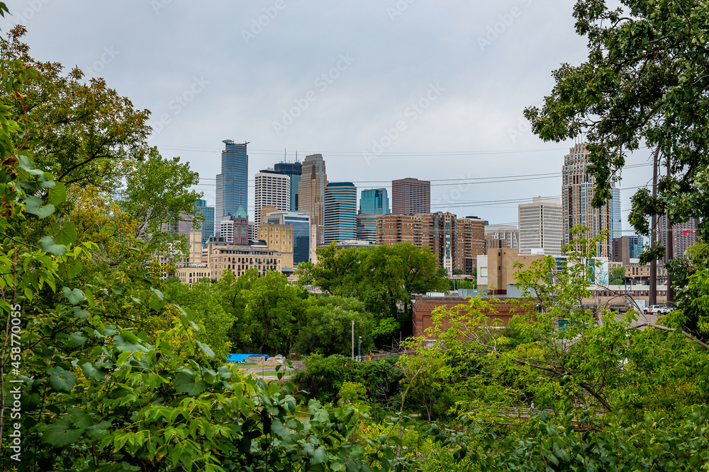 Mill Ruins Park and the Stone Arch Bridge in Minneapolis Mill Ruins Park and the Stone Arch Bridge in Minneapolis