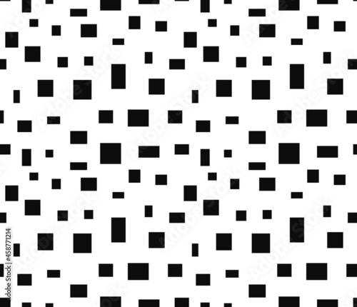 Black squares and rectangles abstract monochrome seamless geometric pattern.
