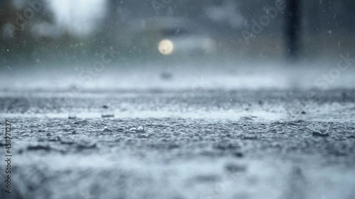 Slow Motion Video Of A Heavy Rain Storm During Severe Weather In Tornado Alley