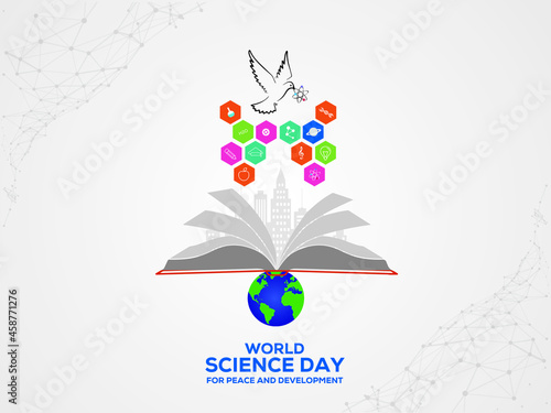 World Science Day for Peace and Development. November 10 world science day concept. Template for background, banner, card, poster. Vector illustration